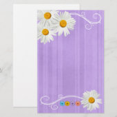 Button Daisy Paars Briefpapier (Voorkant / Achterkant)