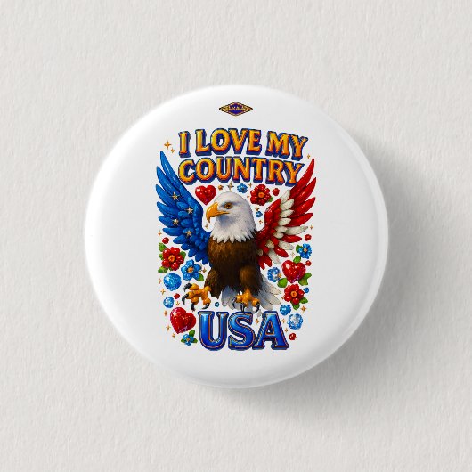 Button Design: I Love My Country - USA (Voorkant)