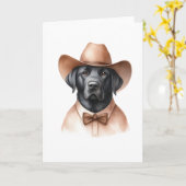 Button-Down Bow Stropdas Zwart Lab Blank Groet Kaart (Gele Bloem)