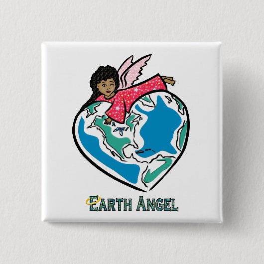 Button: "Earth Angel" (b) Vierkante Button 5,1 Cm (Voorkant)