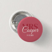 Button Elegant Wedding Couple Name Red Ivory Color (Voorkant /achterkant)