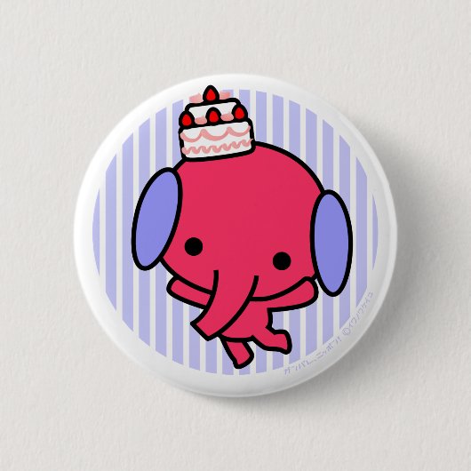 Button - Elephant - Blauwe strepen (Voorkant)