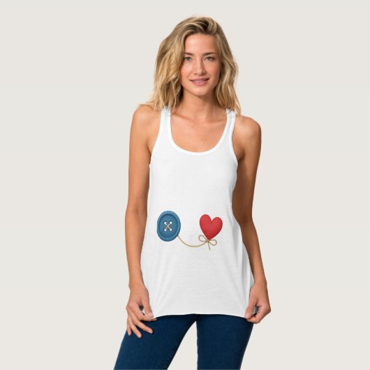 Button en draad van liefde - Schattige hartontwerp Tanktop (Volledige Voorkant)