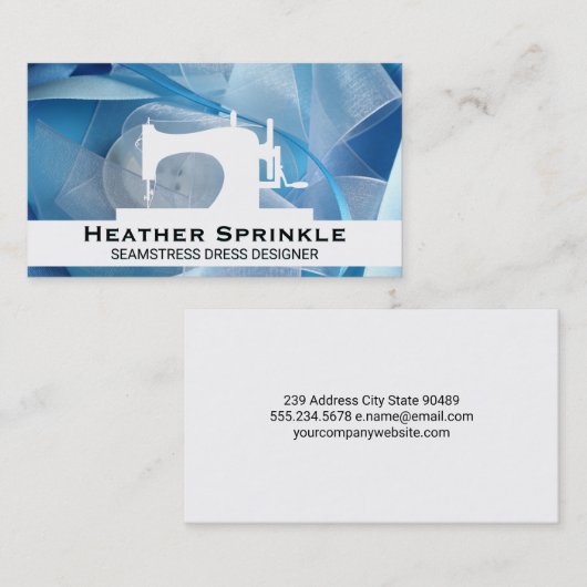 Button en lint | naaimachine visitekaartje (Voorkant / Achterkant)