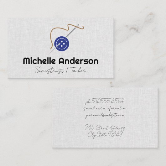 Button en naald | Naaien Visitekaartje (Voorkant / Achterkant)