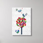 Button en vogels blauw canvas afdruk (Voorkant)