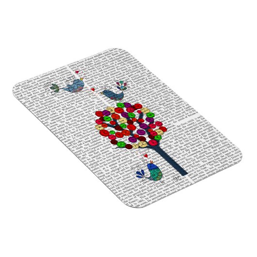 Button en vogels blauw magneet (Rechterzijde)