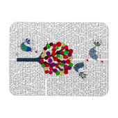 Button en vogels blauw magneet (Horizontaal)