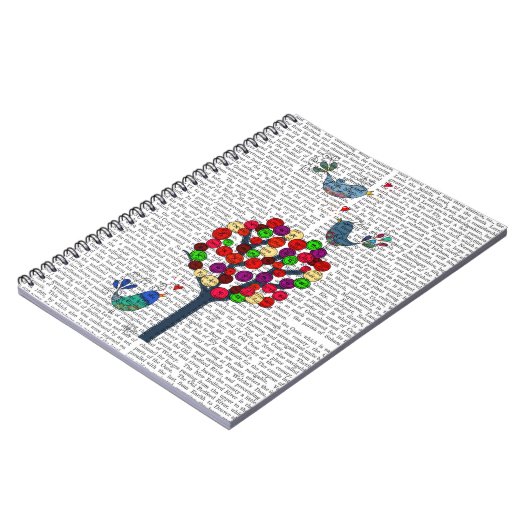 Button en vogels blauw notitieboek (Linkerzijde)