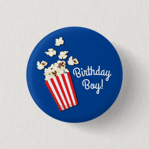 Button filmtheater Popcorn Birthday Boy Party