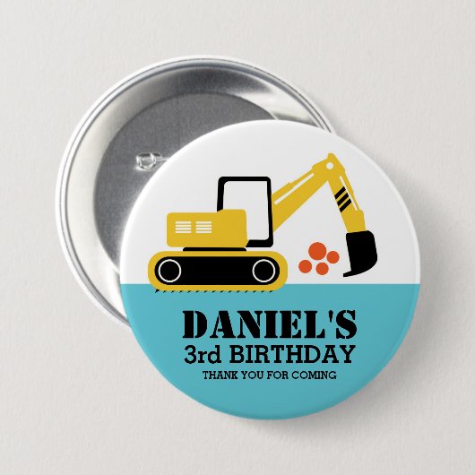Button Gele opgraver Kinder bouwpartij (Voorkant /achterkant)