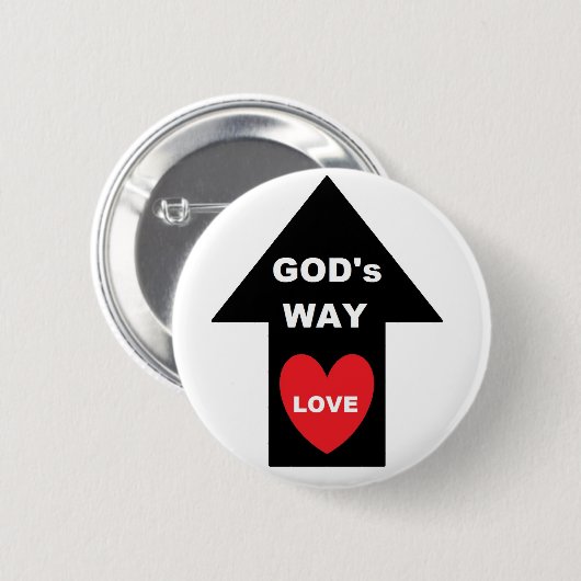 Button Gods Way Love Arrow Heart (Voorkant /achterkant)