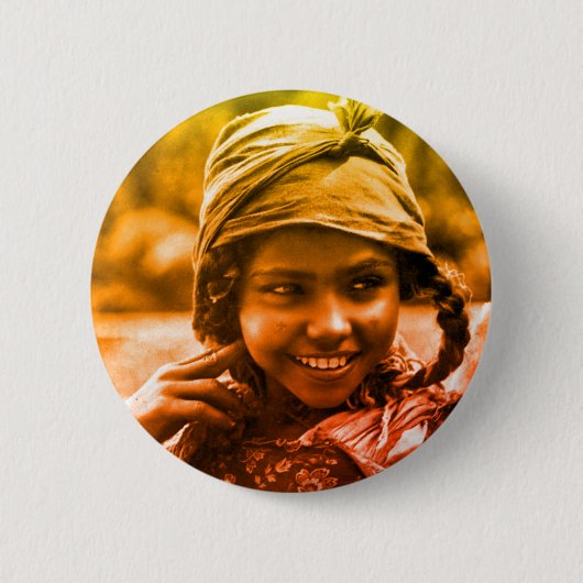 Button Golden Maghreb Tunesische Djerba-meisje (Voorkant)