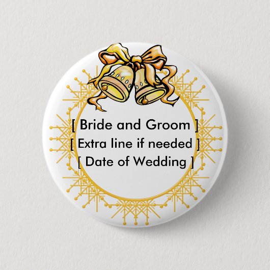 Button: Golden Wedding Bells - Gepersonaliseerd Ronde Button 5,7 Cm (Voorkant)
