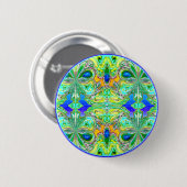 Button: "Groene Vlinders met Blauwe Edelstenen" Ronde Button 5,7 Cm (Voorkant /achterkant)