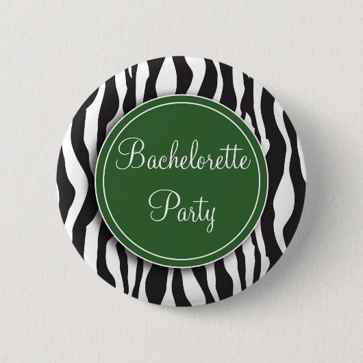 Button Groene Zebra Print Bachelorette Party (Voorkant)