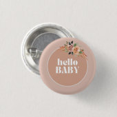 Button Hallo, Baby, Boho Modern Baby shower badge (Voorkant /achterkant)