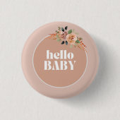 Button Hallo, Baby, Boho Modern Baby shower badge (Voorkant)