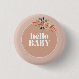 Button Hallo, Baby, Boho Modern Baby shower badge