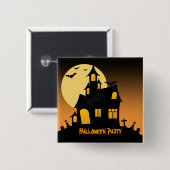 Button Halloween Party in Haunted House (Voorkant /achterkant)