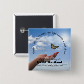 Button Hand die een vlindermagneet HAMbyWG vrijgee (Voorkant /achterkant)