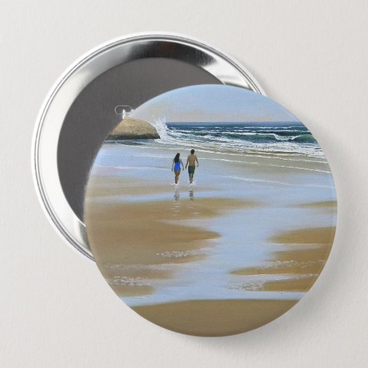Button ~ Het strand lopen (Voorkant /achterkant)