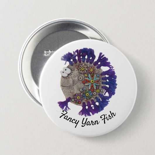 Button - Hippy Fish met Paarse vinnen (Voorkant /achterkant)