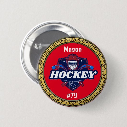 Button Hockey Gear - Gepersonaliseerd - Naam toevo (Voorkant /achterkant)