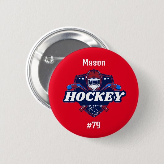 Button Hockey Gear - Gepersonaliseerd - Naam toevo (Voorkant /achterkant)