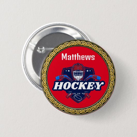 Button Hockey Gear - Gepersonaliseerd -Naam toevoe (Voorkant /achterkant)