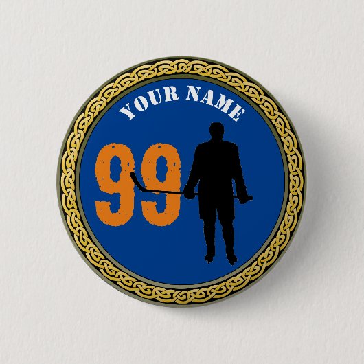 Button Hockey Player - Voeg naam & nummer toe (Voorkant)