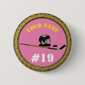 Button Hockey Player - Voeg naam & nummer toe - ro (Voorkant)