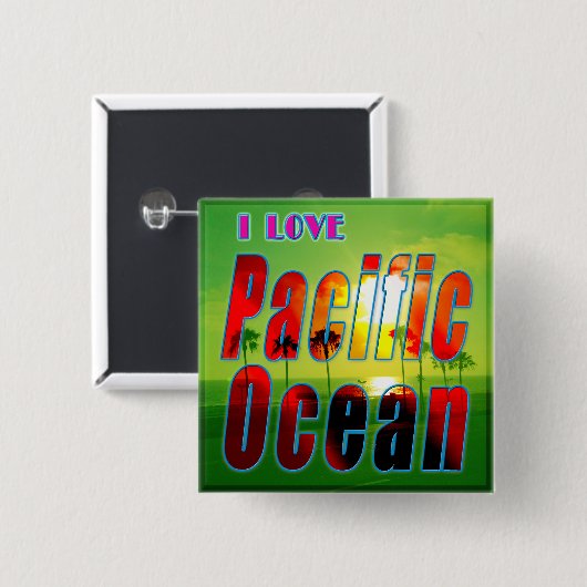 Button "I LIVE Pacific Ocean" (Voorkant /achterkant)