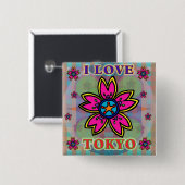 Button "I love TOKYO" Flowers (Voorkant /achterkant)