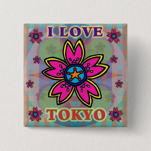 Button "I love TOKYO" Flowers (Voorkant)
