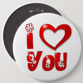 Button "IK HOOP VAN U" GROOVY FLOWERS (Voorkant /achterkant)