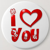 Button "IK HOOP VAN U" GROOVY FLOWERS (Voorkant)