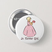 Button: Jr. Bloemenmeisje in Roze Ronde Button 5,7 Cm (Voorkant /achterkant)