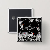 Button: Jugendstil - Affentheater Vierkante Button 5,1 Cm (Voorkant /achterkant)