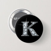 Button "K" Faux-"Diamond Bling" (Voorkant /achterkant)