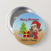 Button kerstcadeautje voor meisje (Voorkant /achterkant)