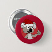 Button kerstkoala cartoon (Voorkant /achterkant)