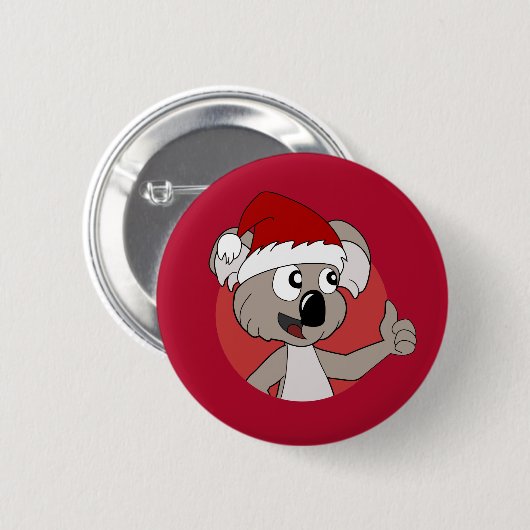 Button kerstkoala cartoon (Voorkant /achterkant)