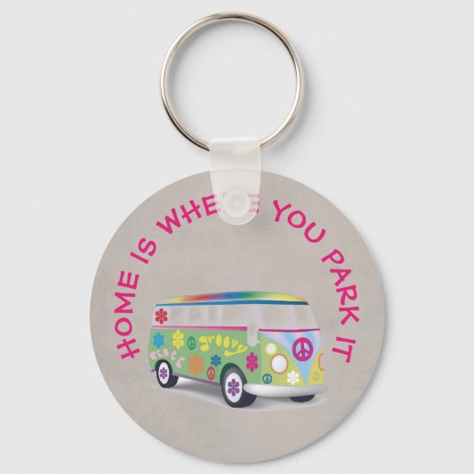 Button Keyring - Home waar je het parkeer Sleutelhanger (Voorkant)