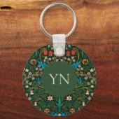 BUTTON KEYRING : WILLIAM MORRIS : TULIPS SLEUTELHANGER (Voorkant)