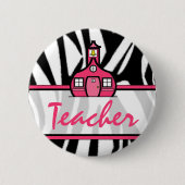 Button leraar - Zwarte Zebra-afdrukken (Voorkant)