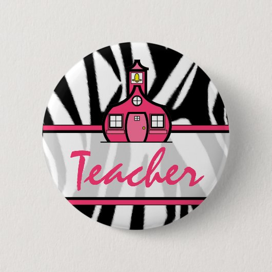 Button leraar - Zwarte Zebra-afdrukken (Voorkant)