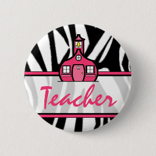 Button leraar - Zwarte Zebra-afdrukken