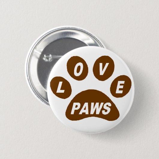 Button Love Paws on Paws Brown (Voorkant /achterkant)