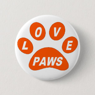 Button Love Paws on Paws Oranje